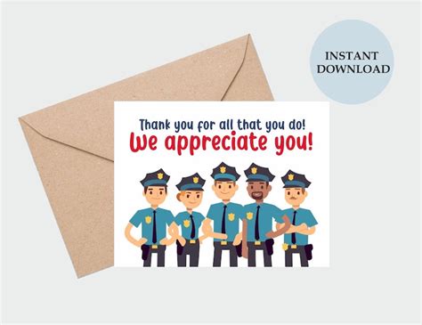 free printable thank you cards for police officer